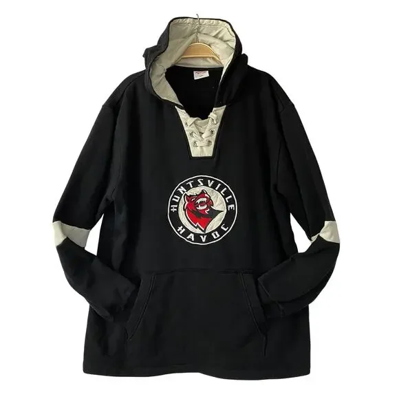 Viatran Huntsville Havoc Hockey Team Hoodie Sweatshirt Mens 2XL Black Colorblock - Picture 1 of 9